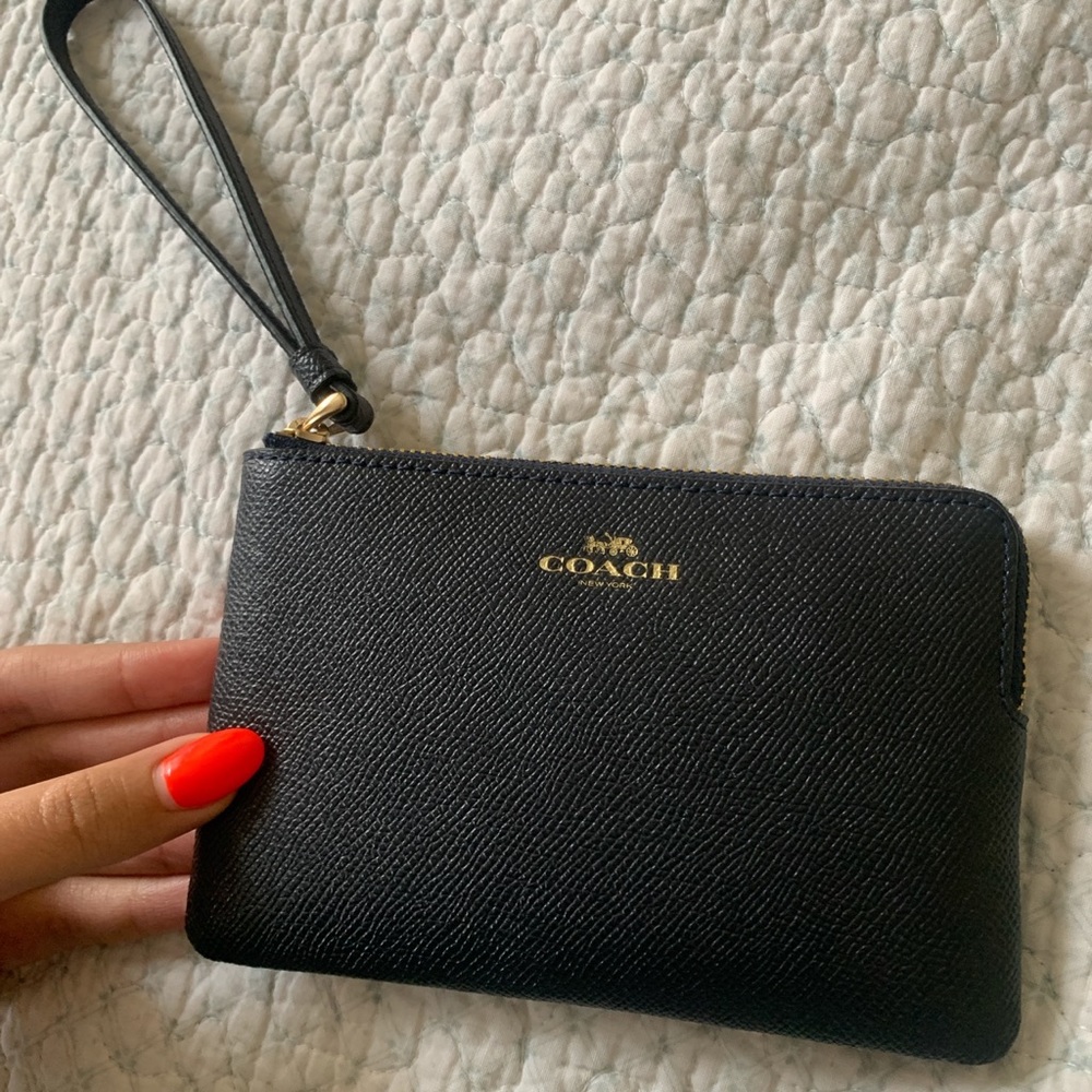 Coach Leather Corner Zip Wristlet